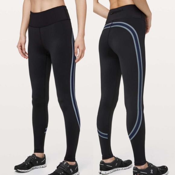 Lululemon Black High Rise Run Crew Tights Leggings - Picture 1 of 8